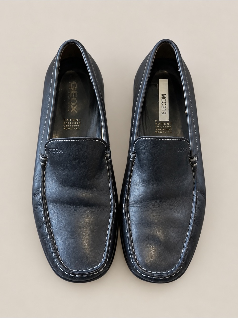 Geox Respira Leather Loafers Mens 10.5 Black Work Dress Shoes